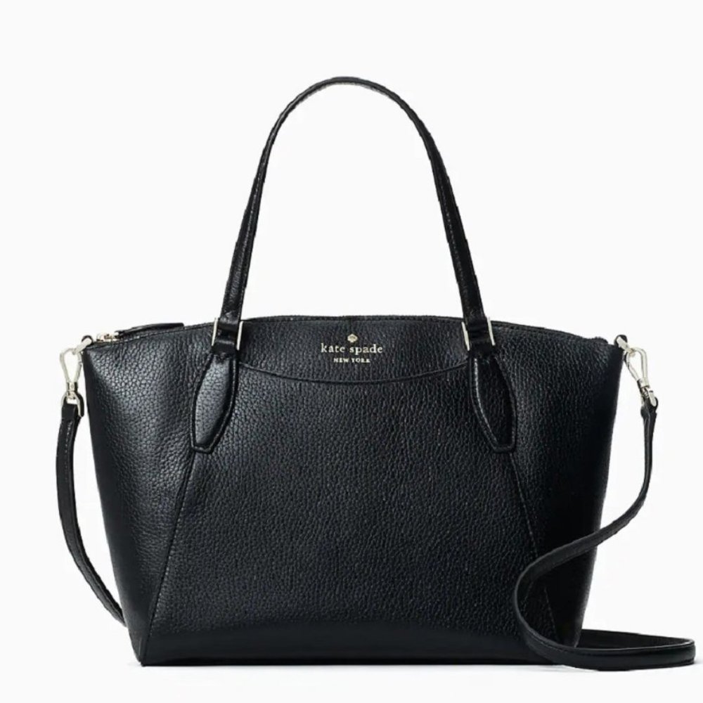 NWT Kate Spade Pebble Leather Monica Satchel Crossbody Black